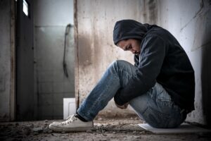 Addicted person struggling with crank substance abuse