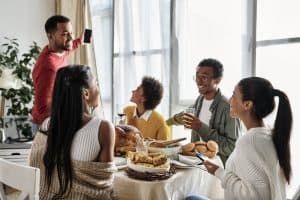 Group of friends having a selfie on Thanksgiving