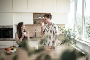 Man in his kitchen adjusting to daily life after drug rehab Anaheim CA